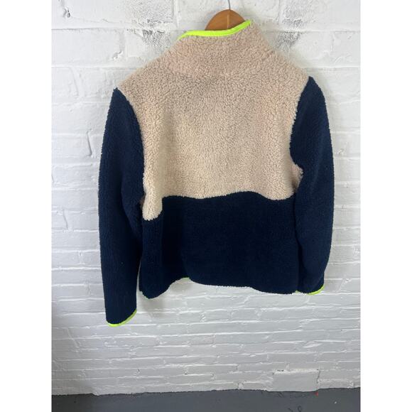Boden Women's Greta Fleece 1/4 Zip Jumper Sweater Long Sleeve Blue Beige Size 8 - Picture 3 of 5